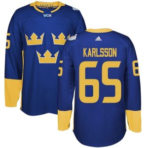Kinder Team Schweden #65 Erik Karlsson Authentic Königsblau Auswärts 2016 World Cup